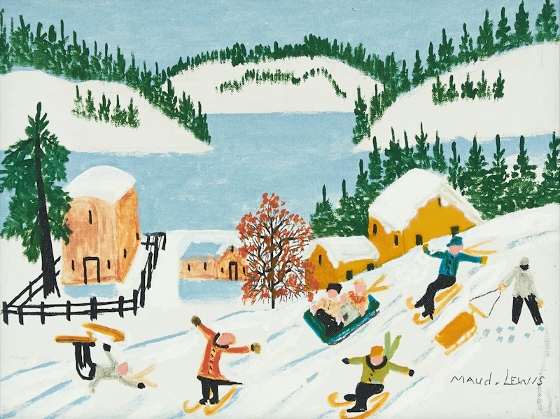 Maud Lewis, Skiing and Sledding Scene
