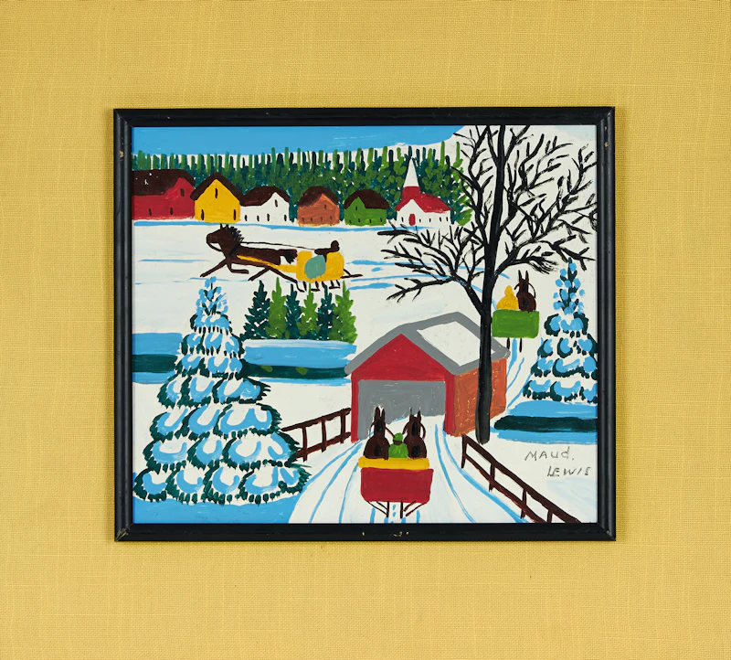 Maud Lewis, Winter Sleighing Scene, oil on masonite - view 2