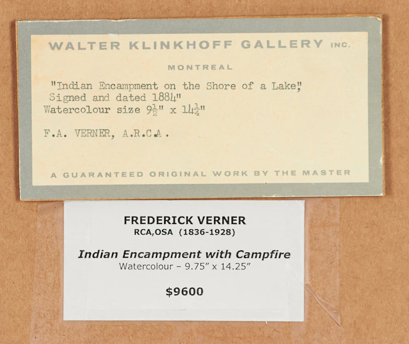 Frederick Arthur Verner, Indian Encampment on the Shore of a Lake, watercolour, 1884 - view 2