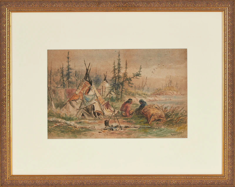 Frederick Arthur Verner, Indian Encampment on the Shore of a Lake, watercolour, 1884 - view 3