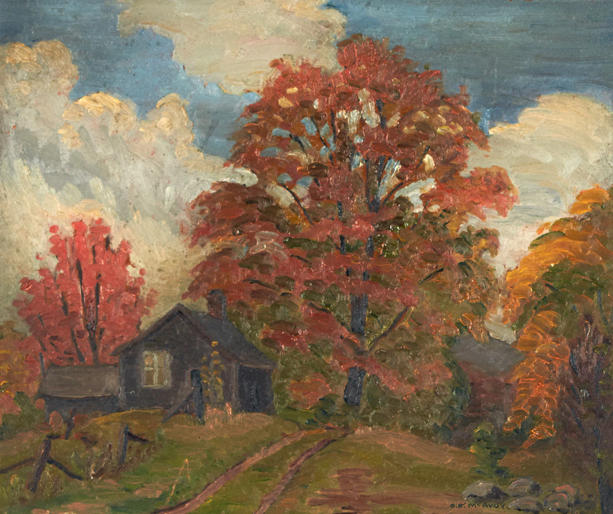 Harold O McAvoy, Autumn Gold, Belfountain, Ontario, oil on board