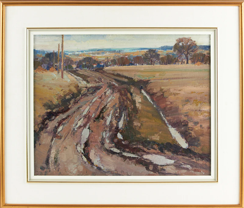 Langley Thomas Donges, Muddy Road, oil on canvas board - view 3