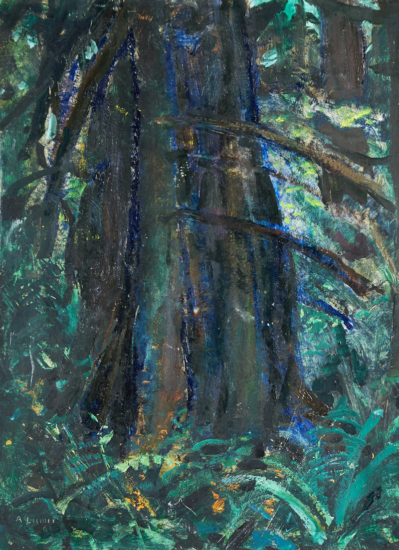 Arthur Lismer, Dark Tree - B.C. Forest, oil on board, 1961 - view 2