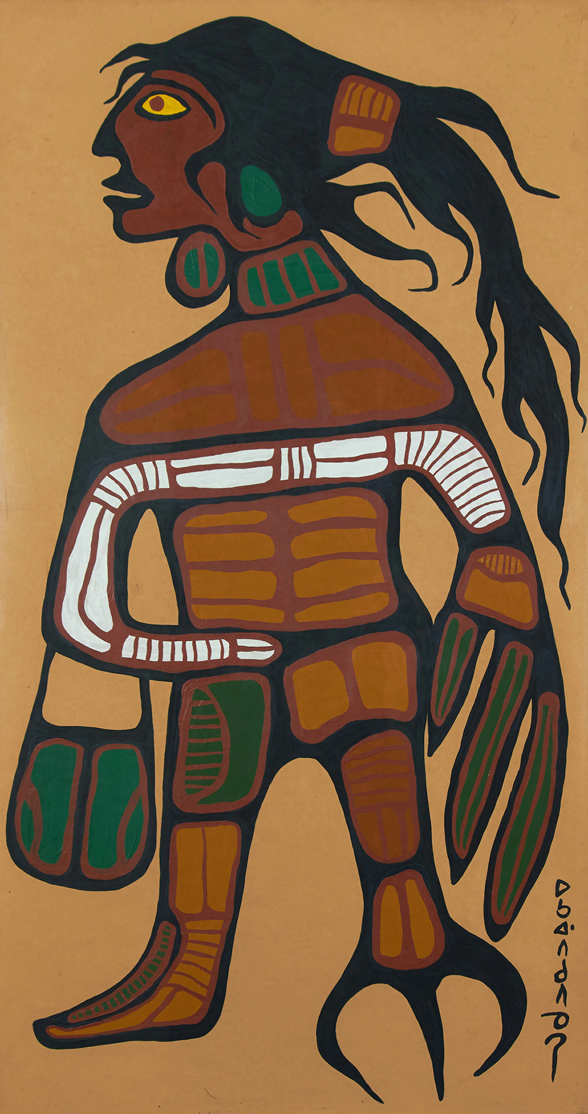 Norval Morrisseau, Warrior, acrylic on paper