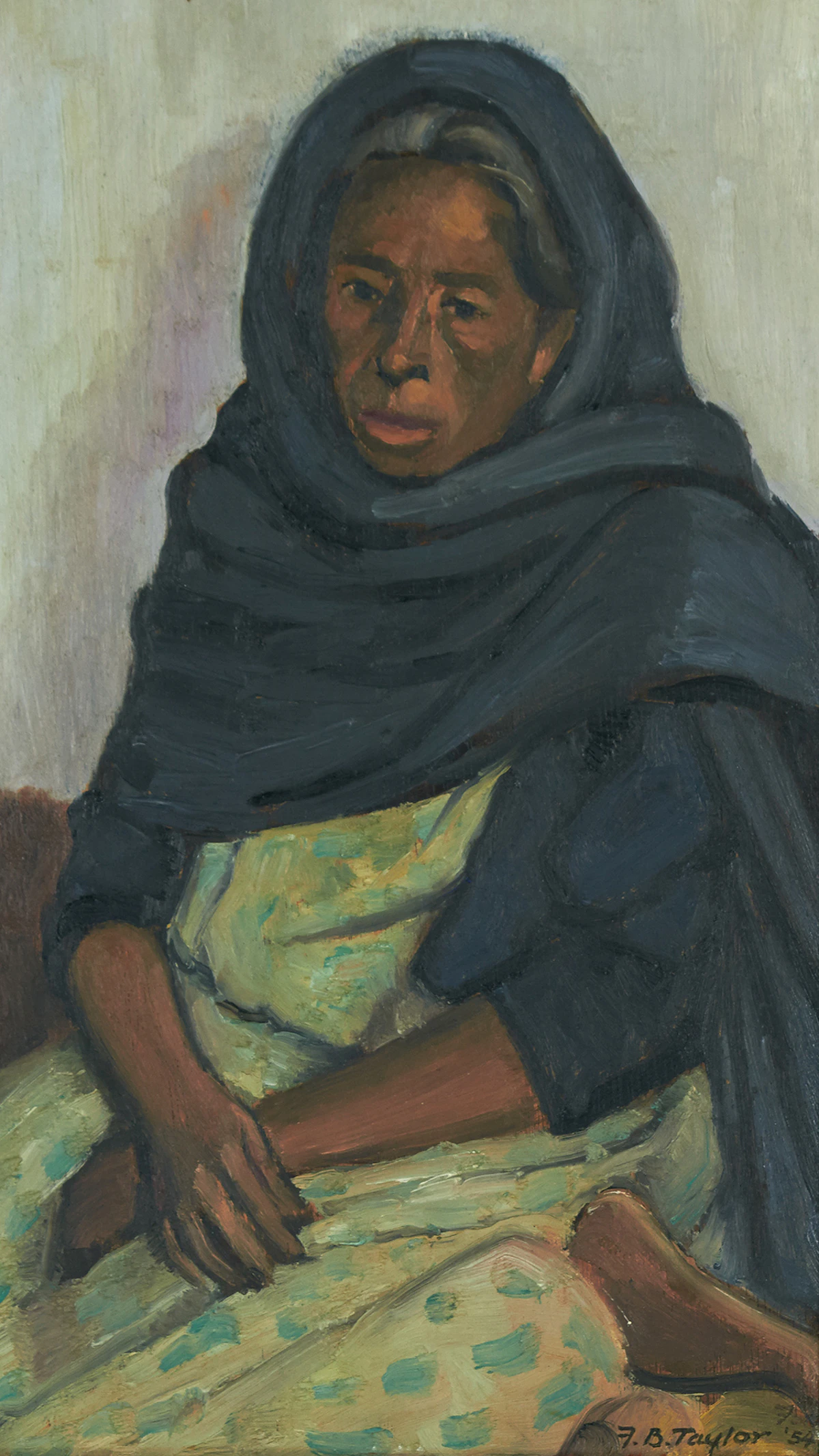Frederick Bourchier Taylor, Mexican Woman, San Miguel de Allende, GTO, oil on board, 1954