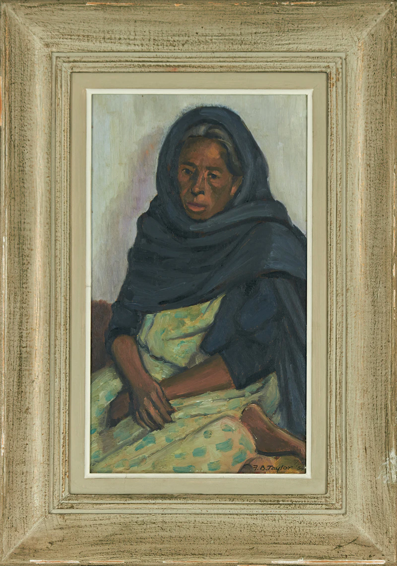 Frederick Bourchier Taylor, Mexican Woman, San Miguel de Allende, GTO, oil on board, 1954 - view 3