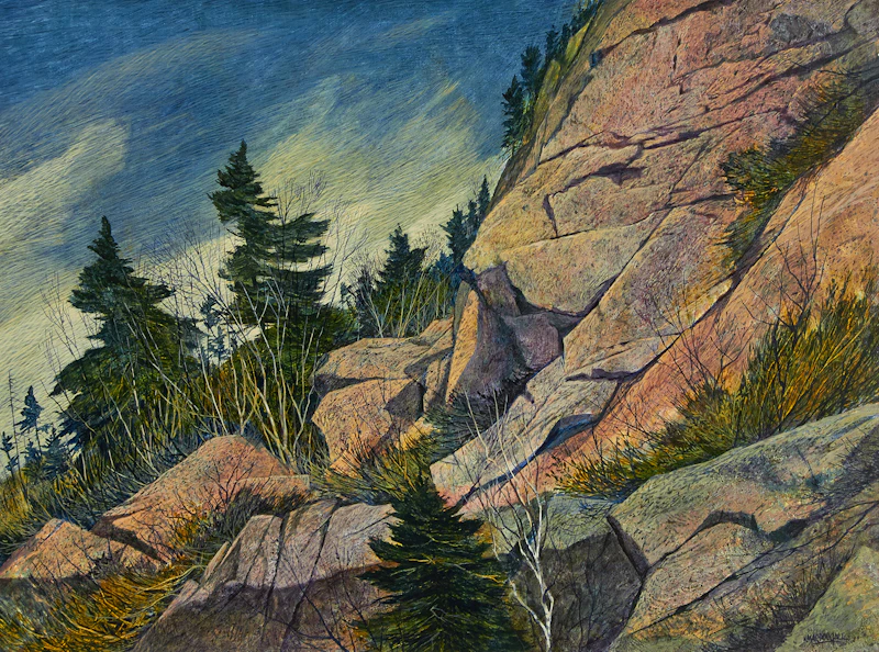 Ken MacDougall, Canyon Wall, Algoma Central Railway, oil on board - view 1