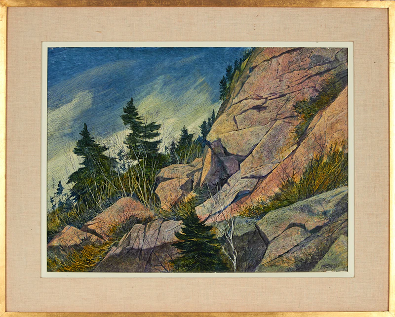 Ken MacDougall, Canyon Wall, Algoma Central Railway, oil on board - view 3