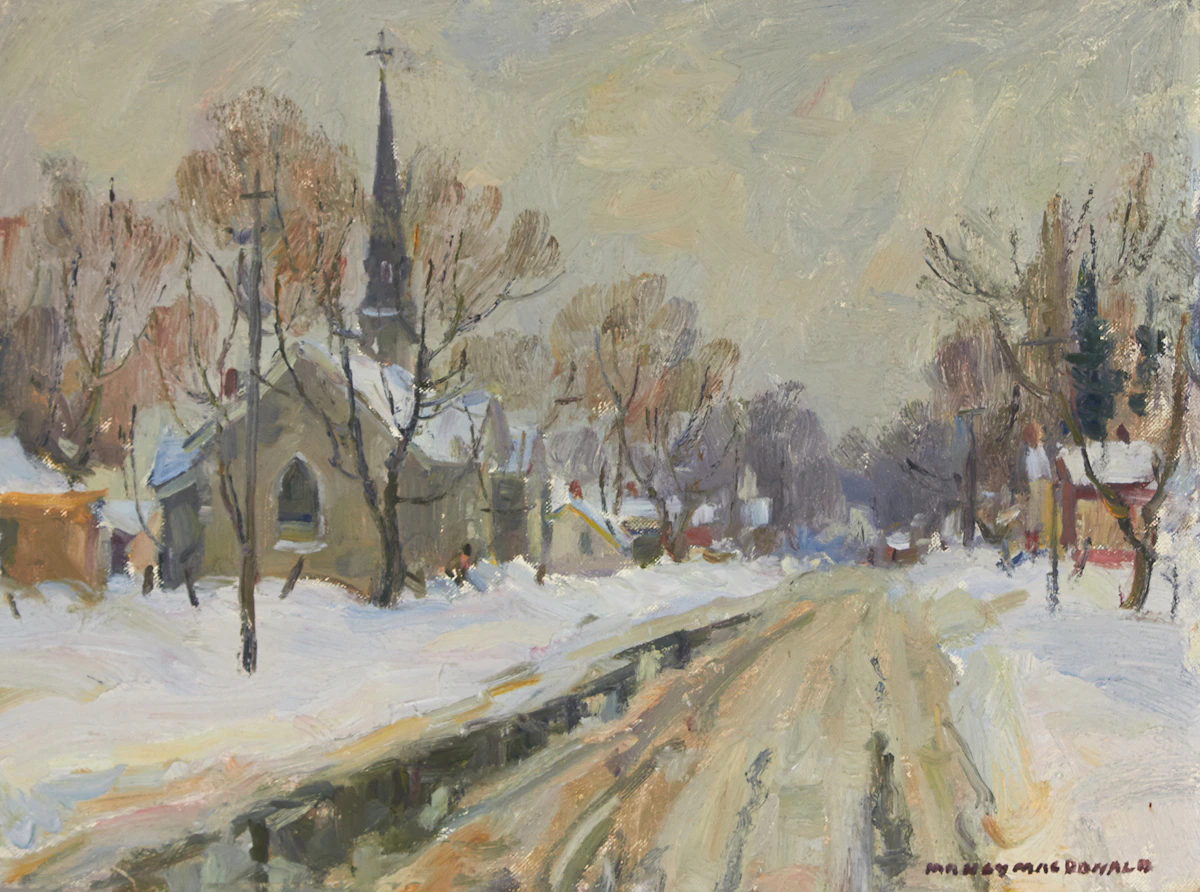 Manly Edward MacDonald, Winter, Shannonville, oil on canvas board