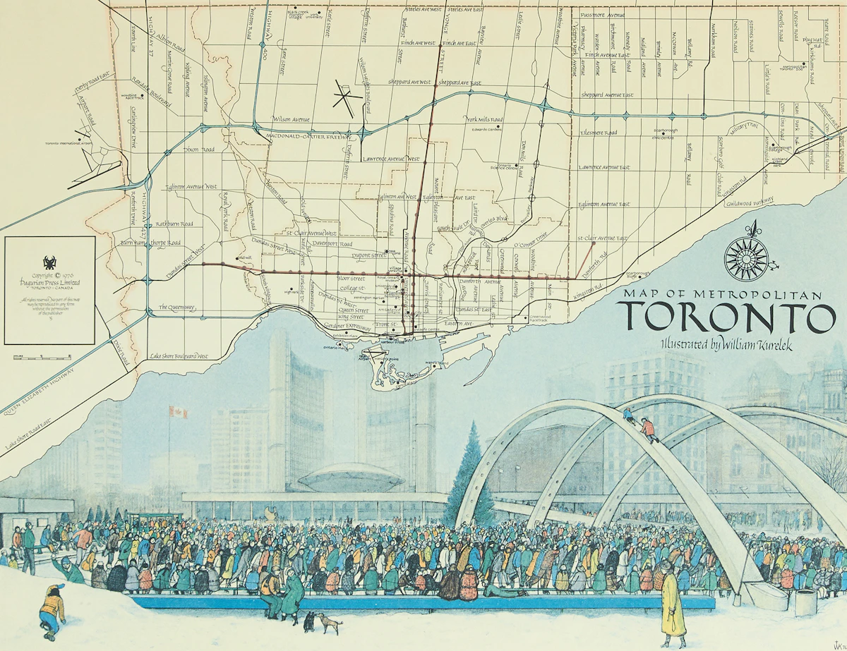 William Kurelek, Map of Metropolitan Toronto, lithograph