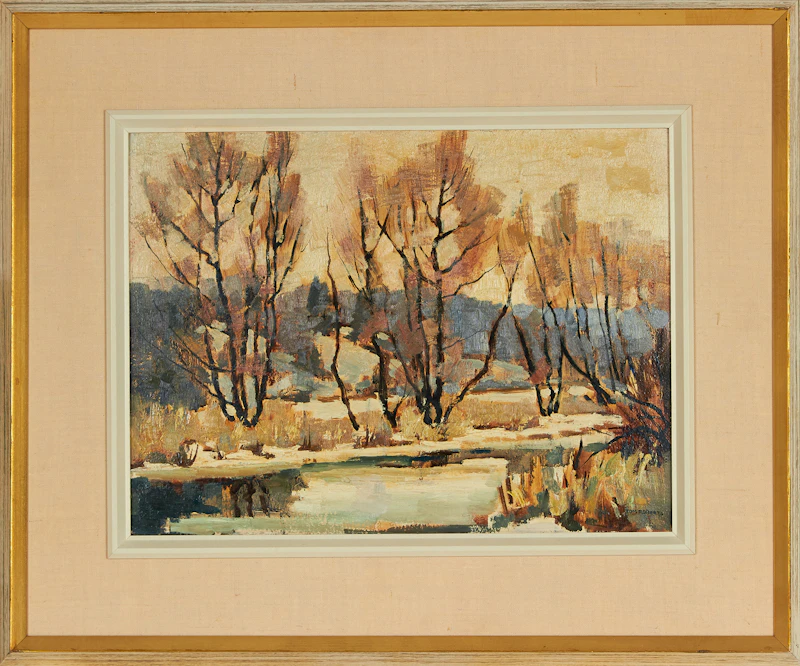 Thomas Keith Roberts, Riverside Willows, oil on board - view 3