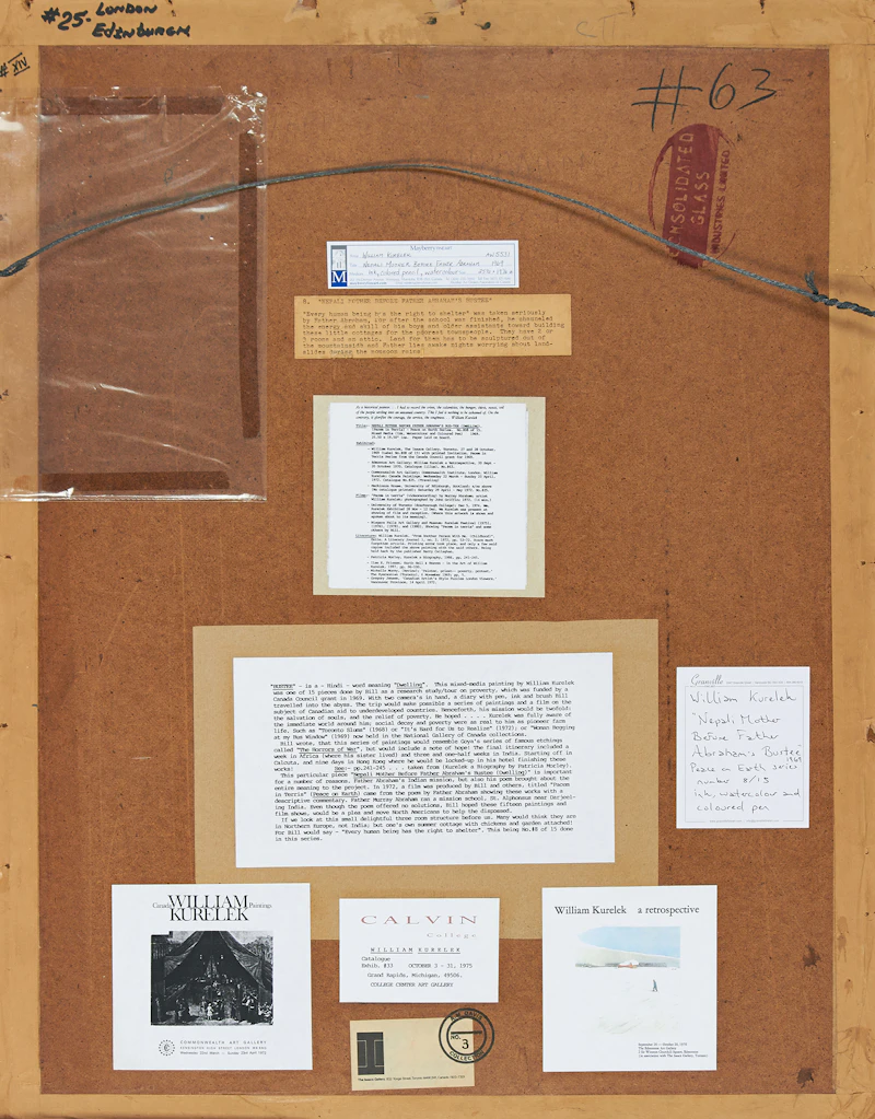 William Kurelek, Nepali Mother Before Father Abraham’s Bus-Tee (Dwelling), mixed media on paper, 1969 - view 2