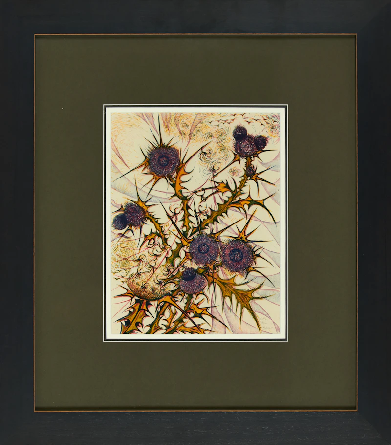 Richard Calver, Thistle, colour linocut - view 2