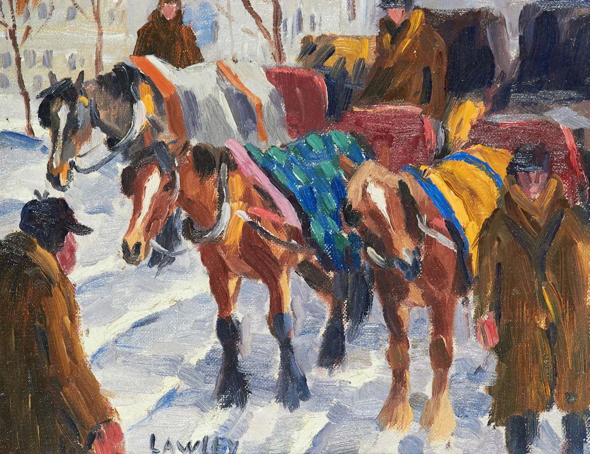 John Douglas Lawley, In Front of the Château Frontenac, Quebec City, oil on canvas board
