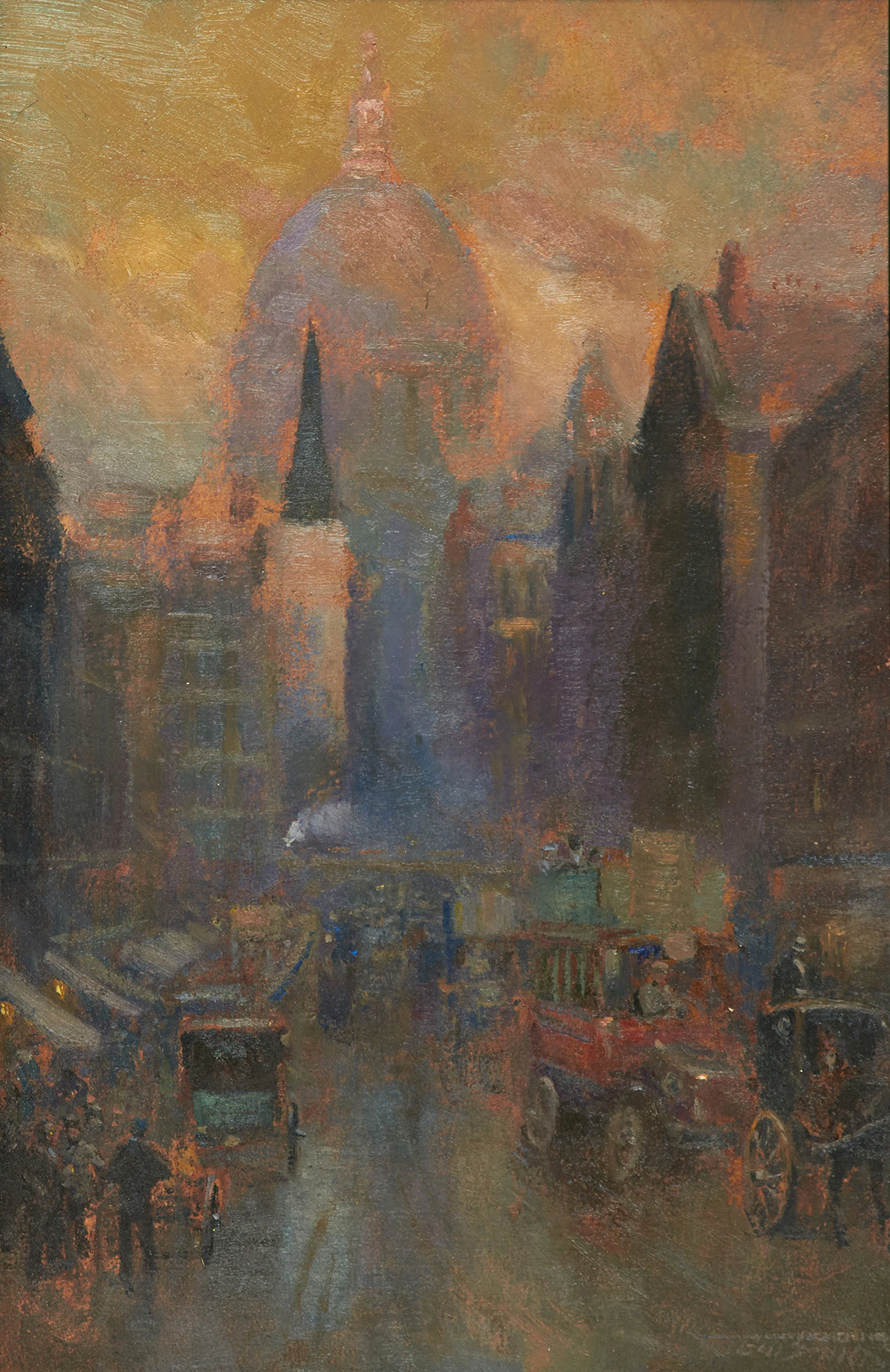 Frederic Marlett Bell-Smith, Fleet Street, oil on card