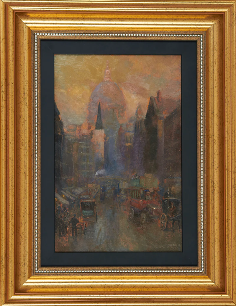 Frederic Marlett Bell-Smith, Fleet Street, oil on card - view 2