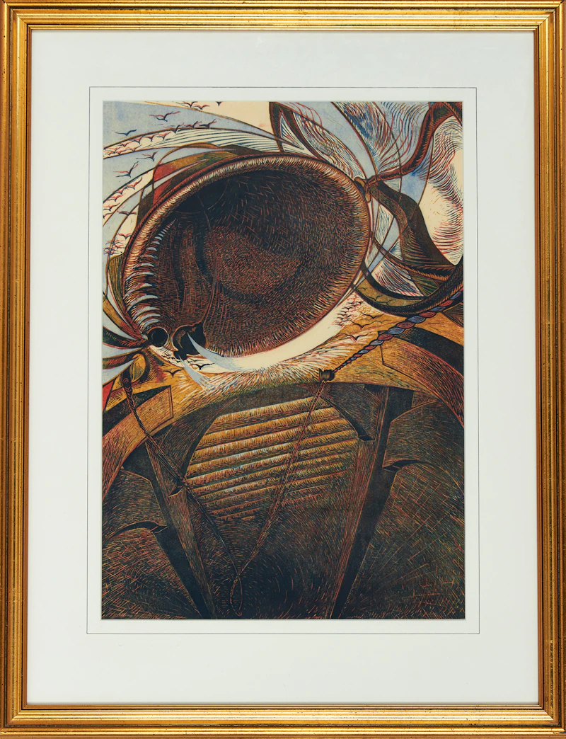 Richard Calver, Bell, colour linocut - view 2