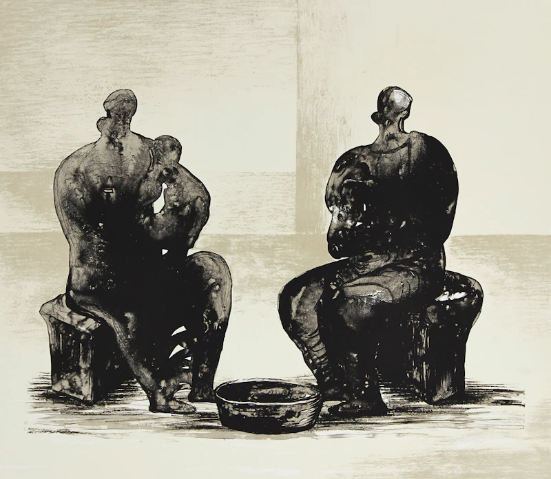 Two Women Bathing Child by Henry Moore