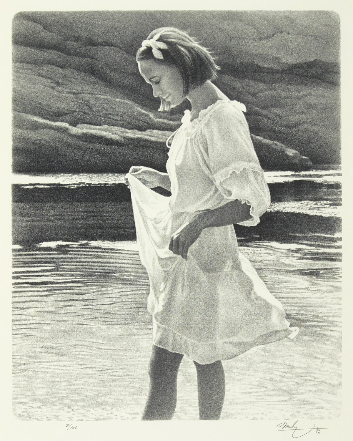 Kenneth Danby, The Suncatcher, black and white lithograph, 1983