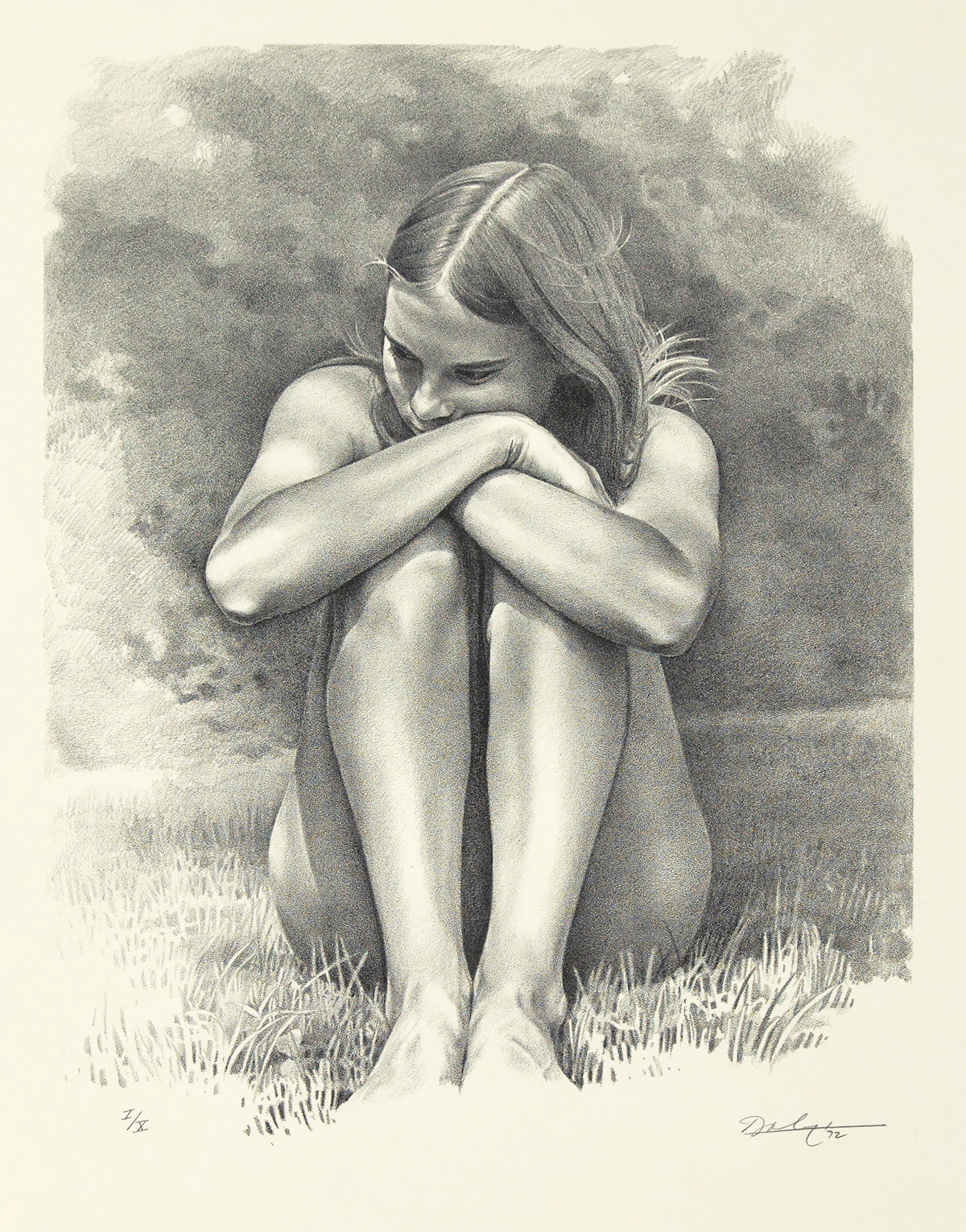 Kenneth Danby, The Dreamer, black and white lithograph, 1972