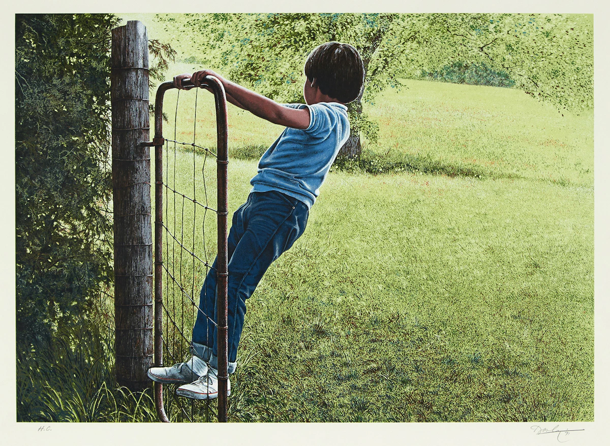 Kenneth Danby, On the Gate, colour serigraph, 1971