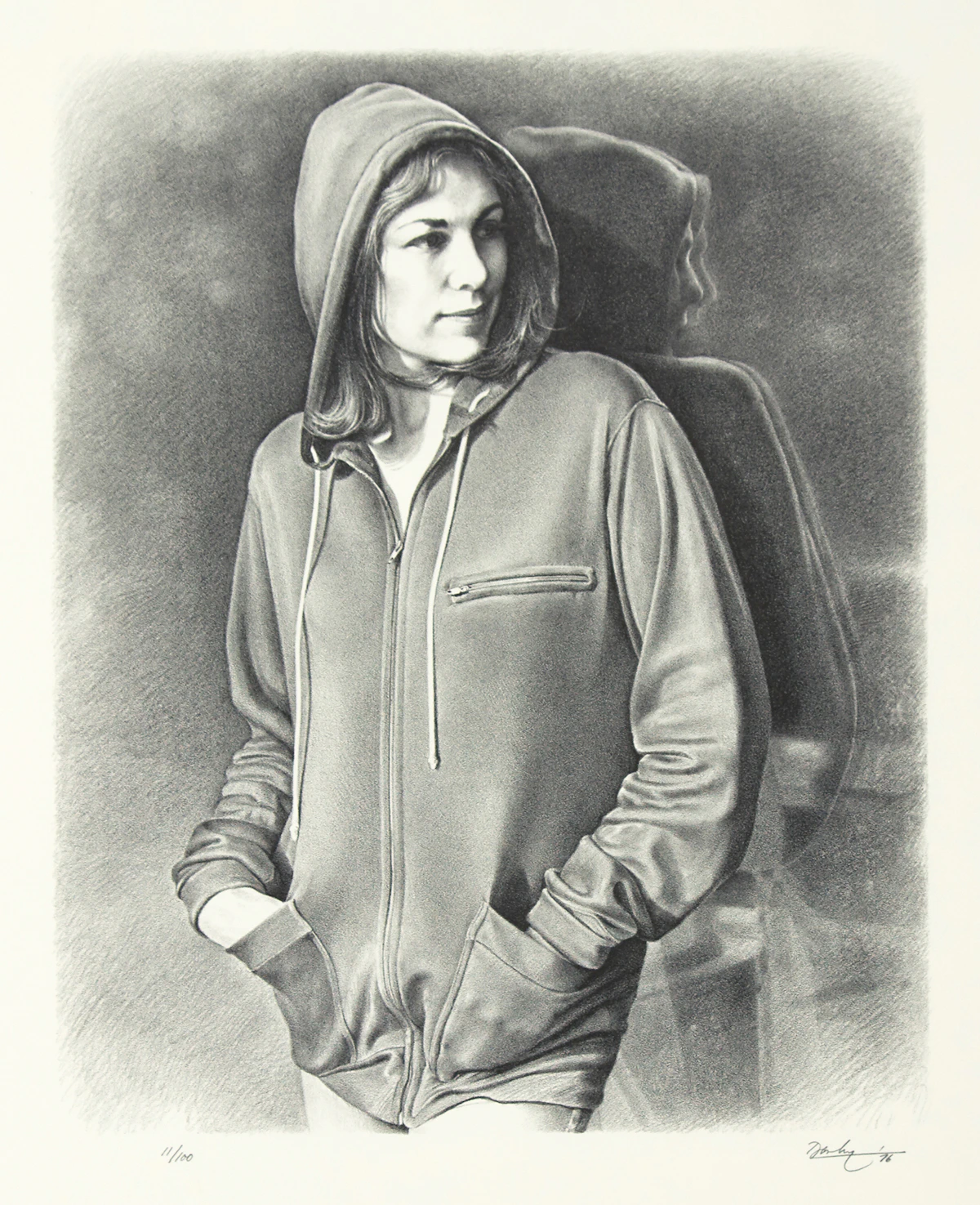 Kenneth Danby, Reflection, black and white lithograph, 1976