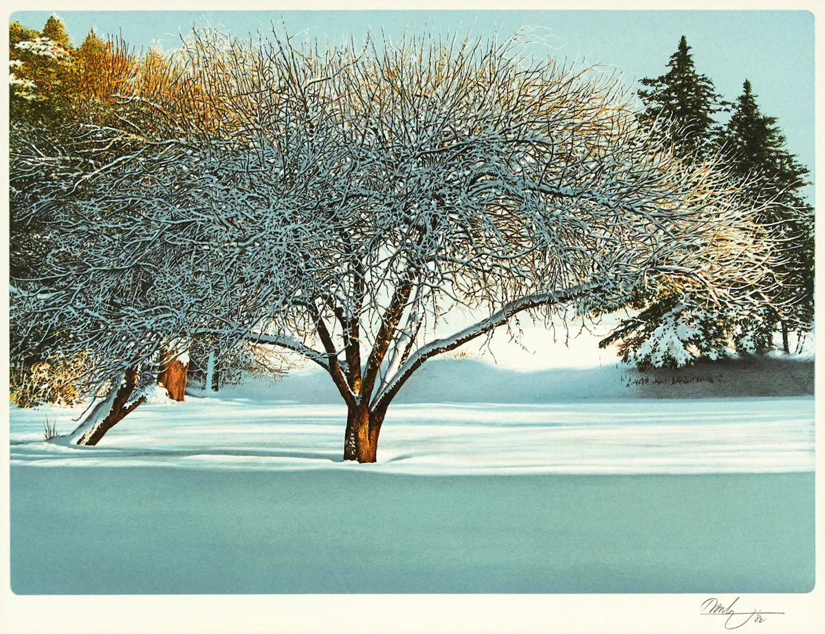 Kenneth Danby, After Snowfall, colour lithograph, 1982