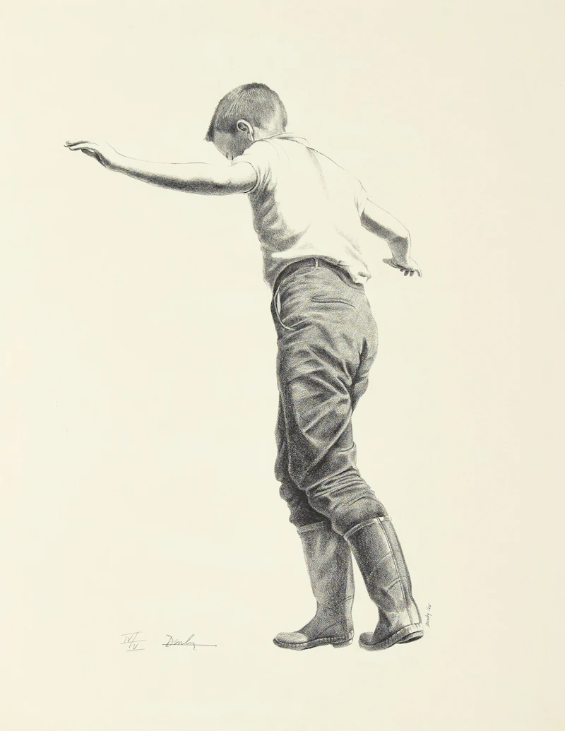 Letting Go (Boy on Fence) by Kenneth Danby