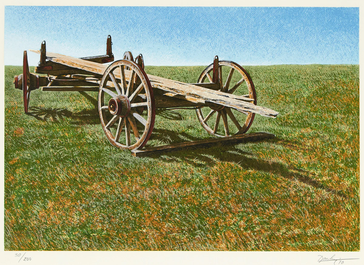 Kenneth Danby, Abandoned Wagon, colour serigraph, 1970