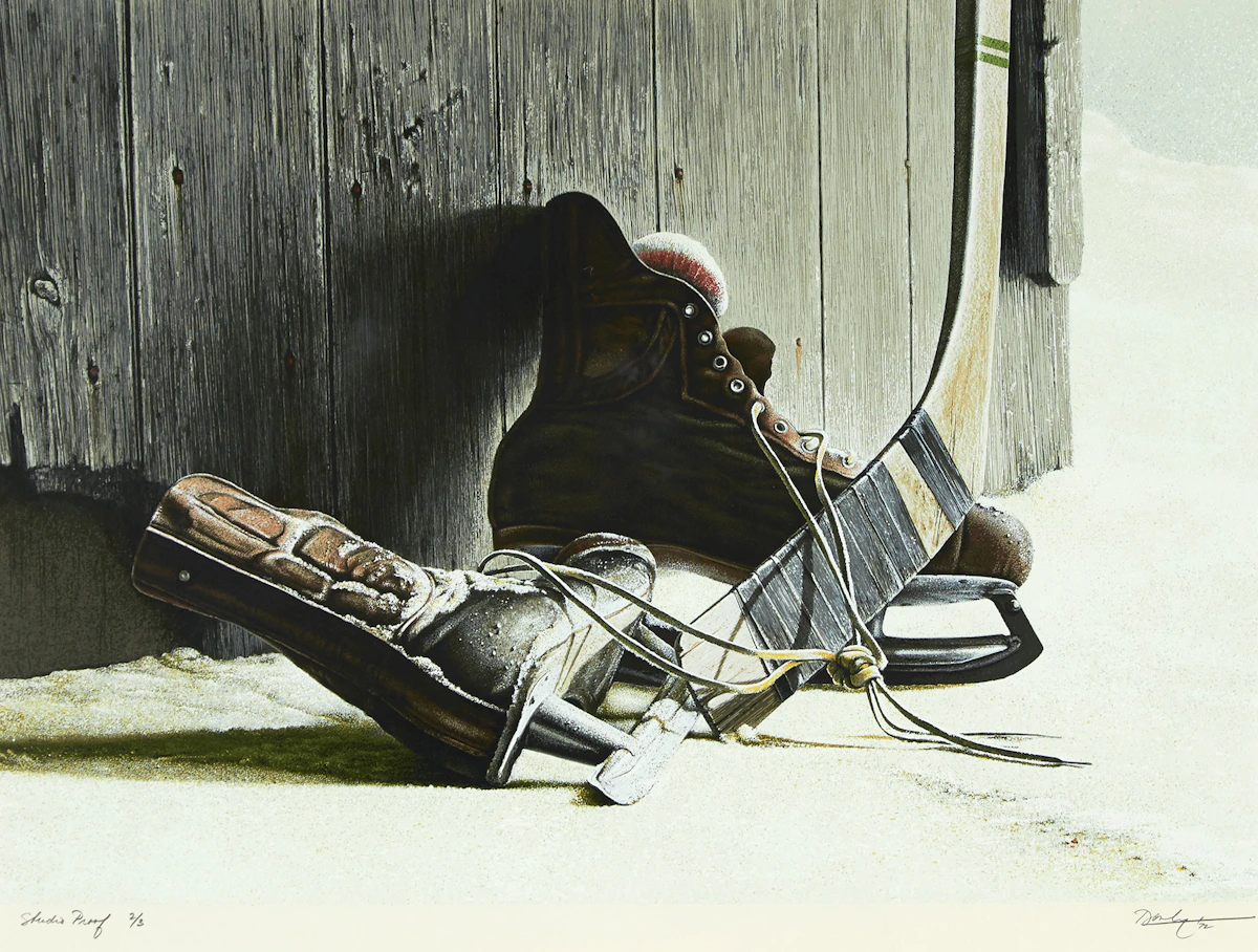 Kenneth Danby, The Skates, colour serigraph, 1972