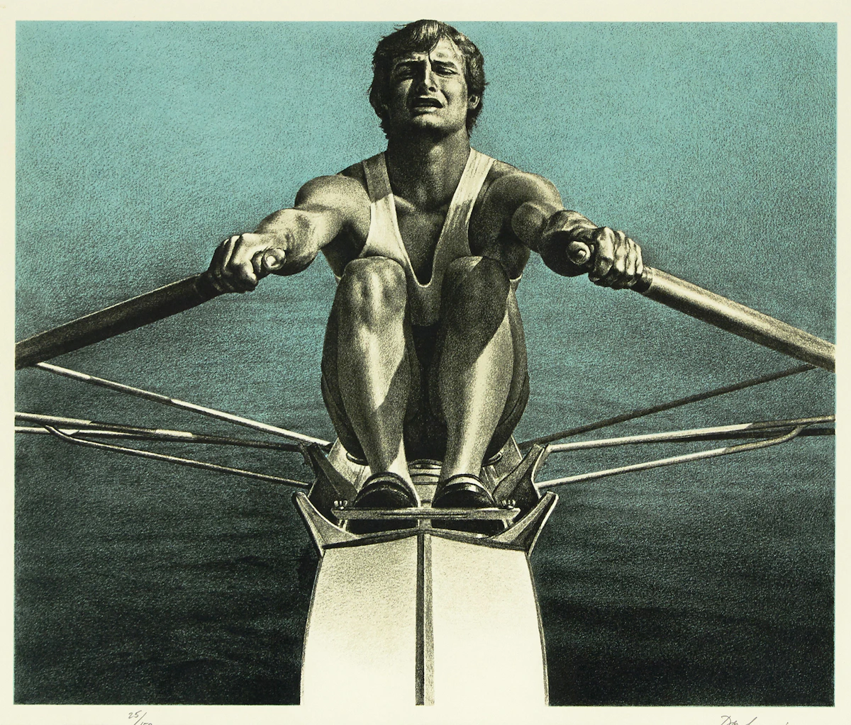 Kenneth Danby, The Sculler, colour serigraph, 1976