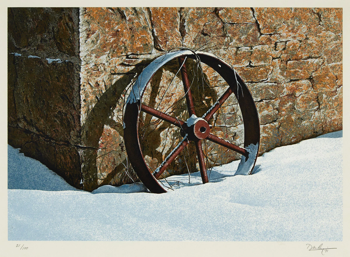 Kenneth Danby, The Mill Wheel, colour serigraph, 1971