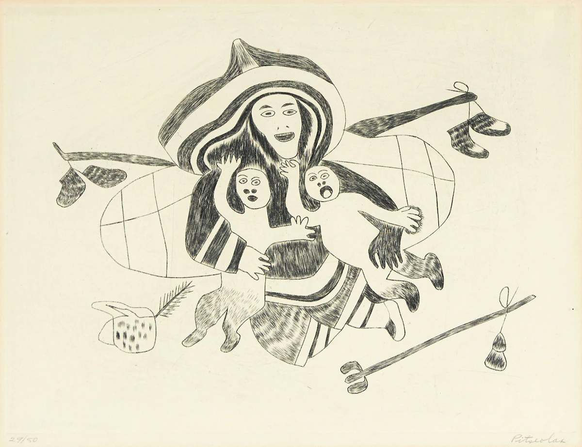Pitseolak Ashoona, Untitled, engraving, 1962