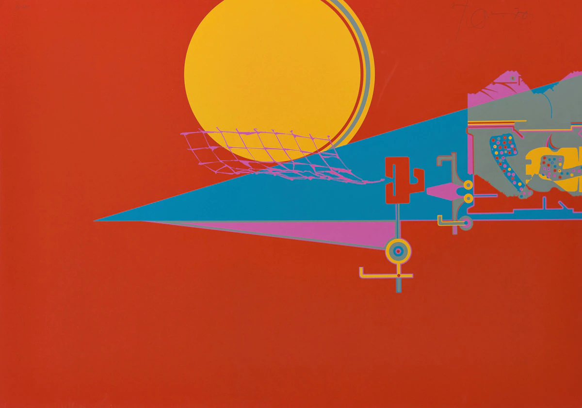 Harold Barling Town, Moon Net, colour serigraph, 1970