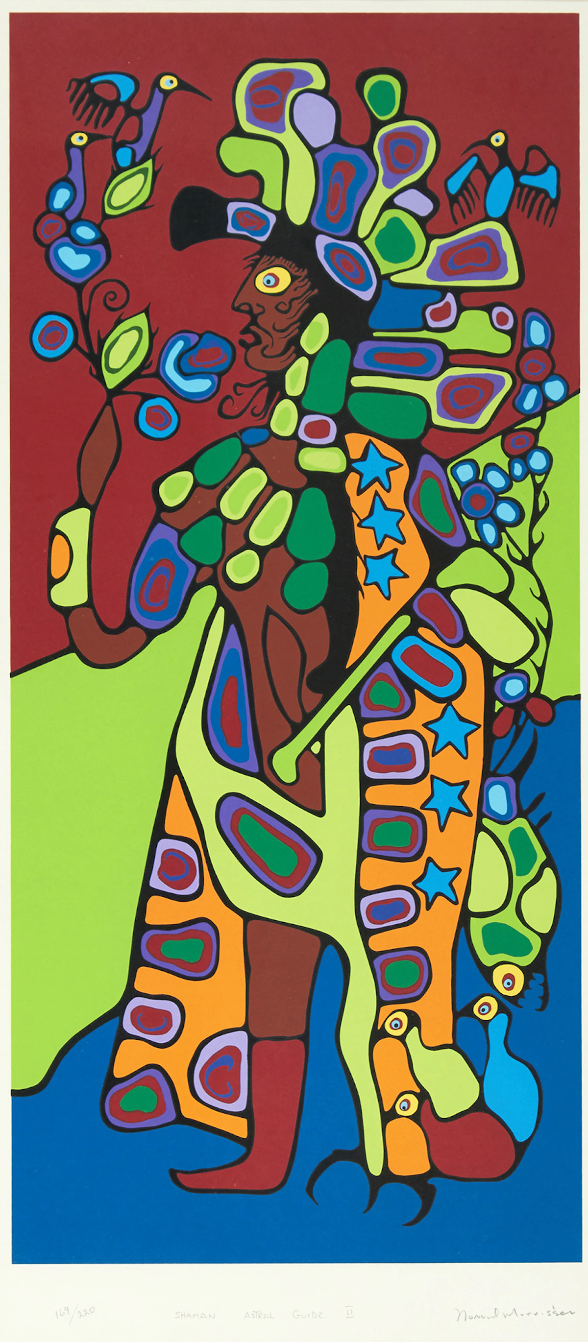 Norval Morrisseau, Shaman Astral Guide II, colour silkscreen