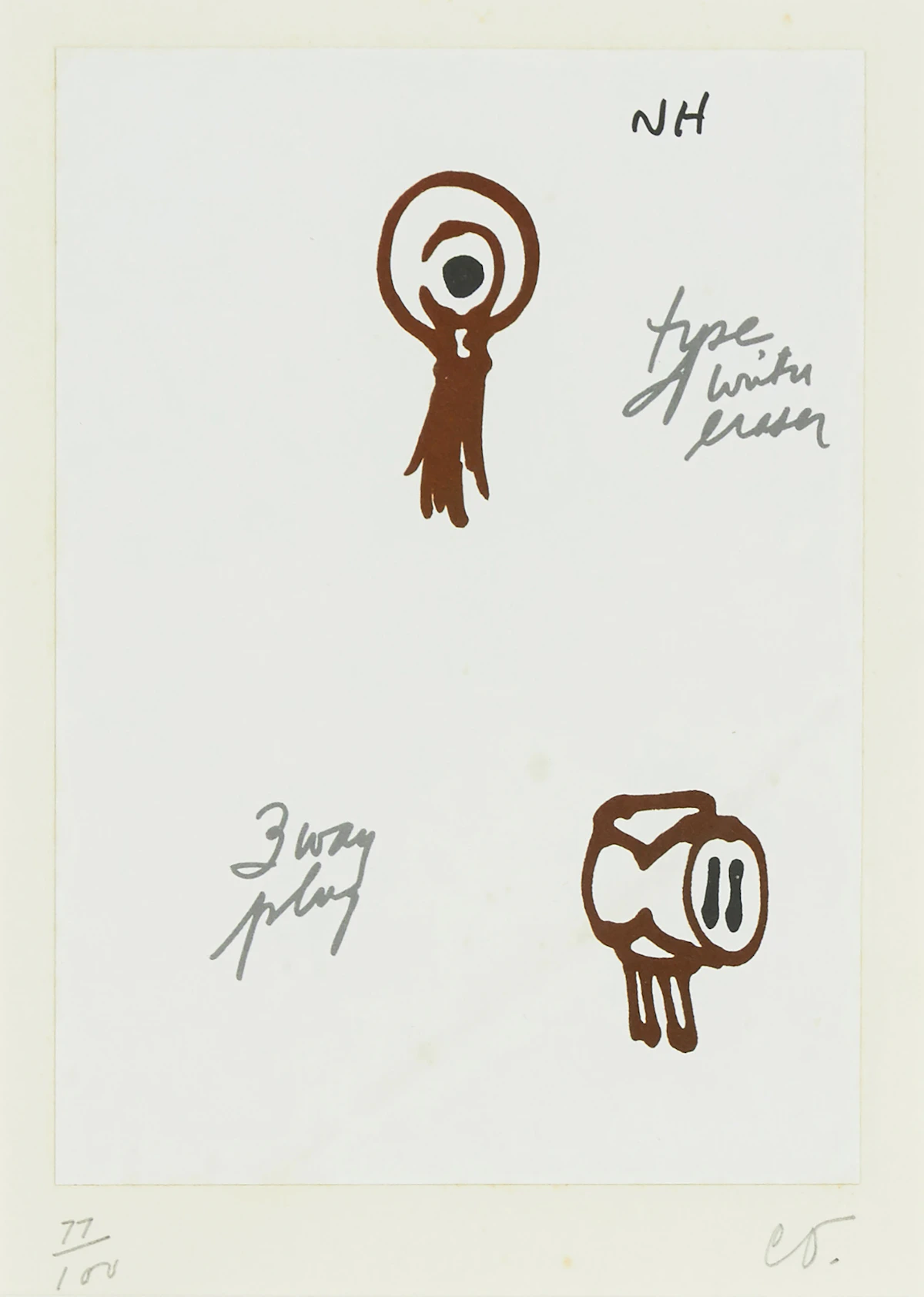 Unknown Artist, Typewriter Eraser 3 Way Plug, offset colour lithograph, 1970