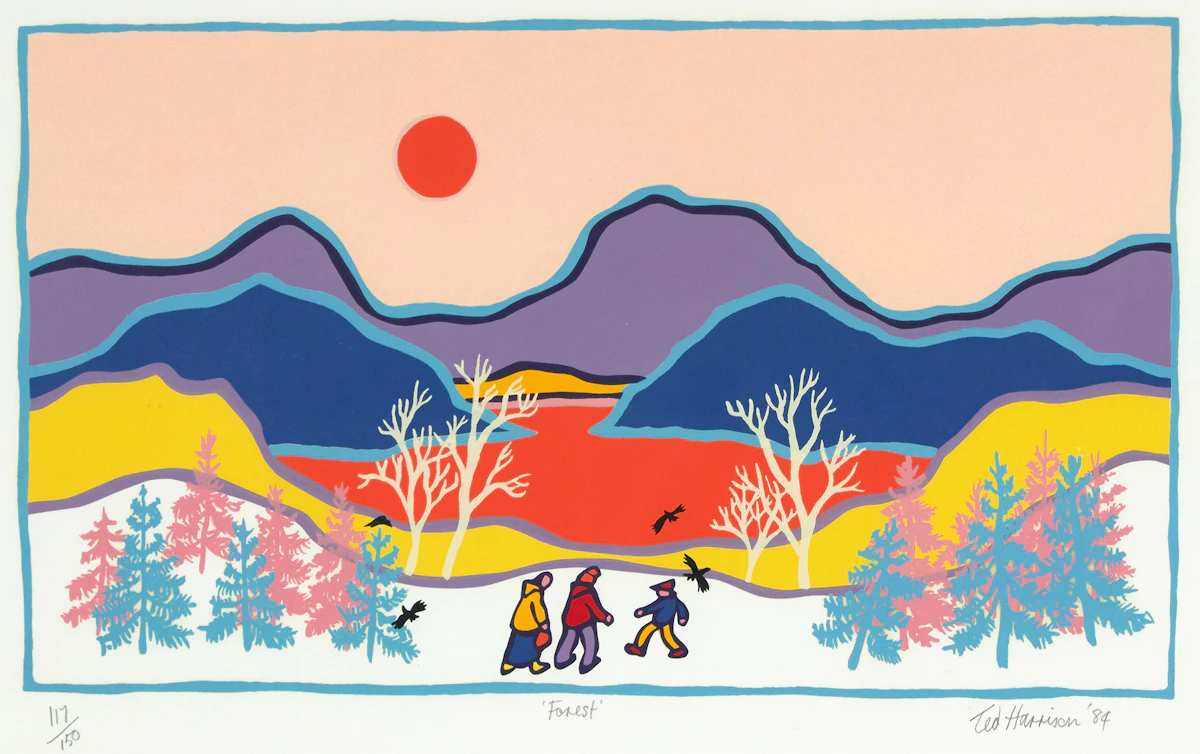 Ted Harrison, Forest, colour serigraph, 1984