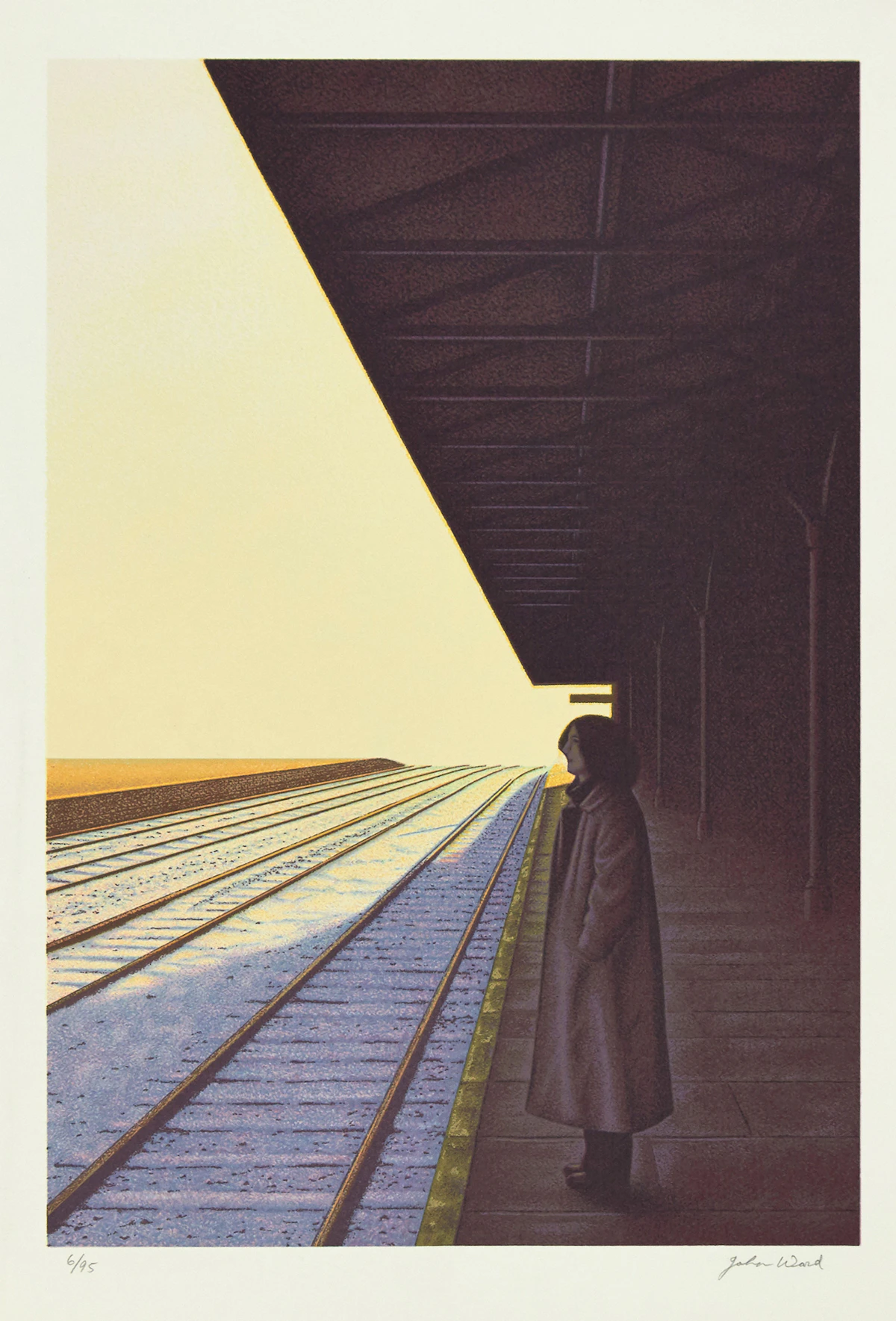 John Ward, Untitled (Train Platform), colour lithograph