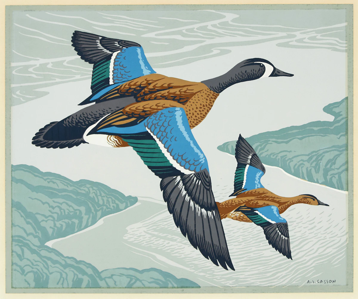 Alfred Joseph Casson, Blue-Winged Teal, colour silkscreen