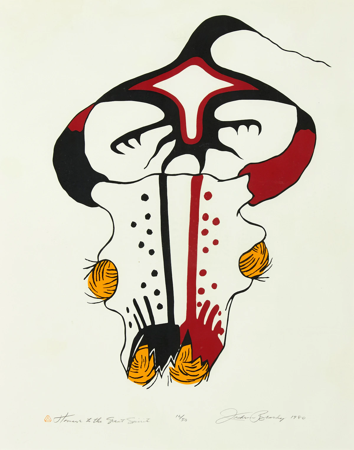 Jackson Beardy, Homage to the Great Spirit, colour silkscreen, 1980