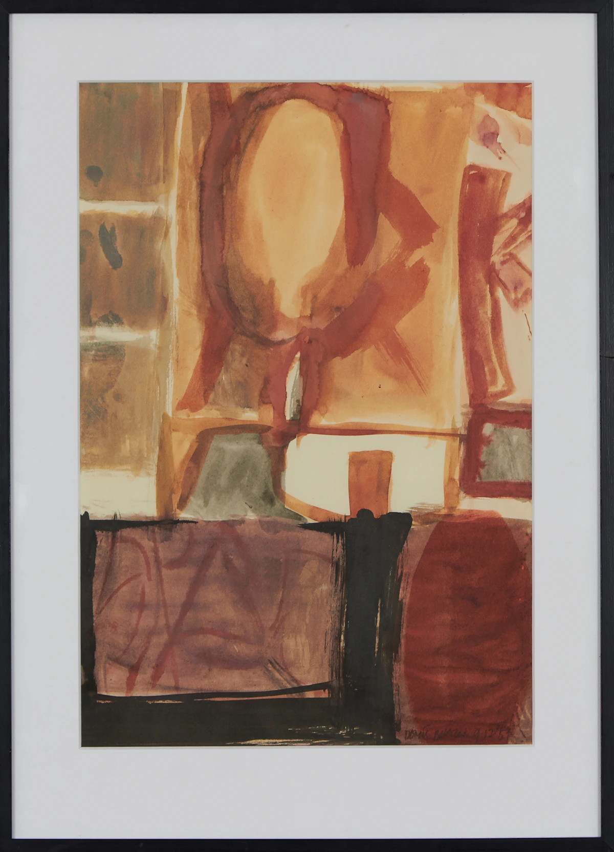 Dennis Eugene Norman Burton, Interior, oil and watercolour, 1959
