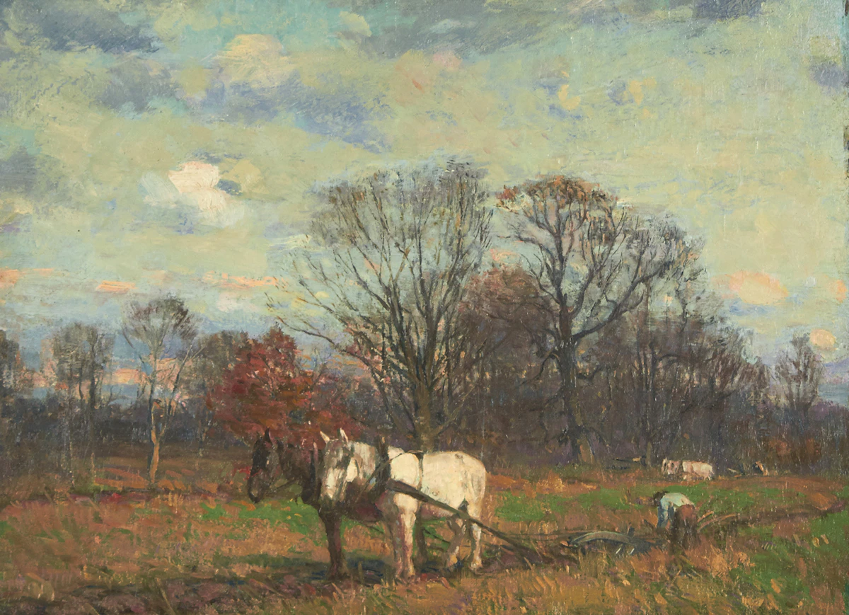 Peleg Franklin Brownell, Tilling the Land, oil on canvas