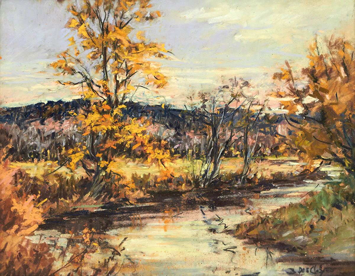 Berthe Des Clayes, Bend of the River, pastel
