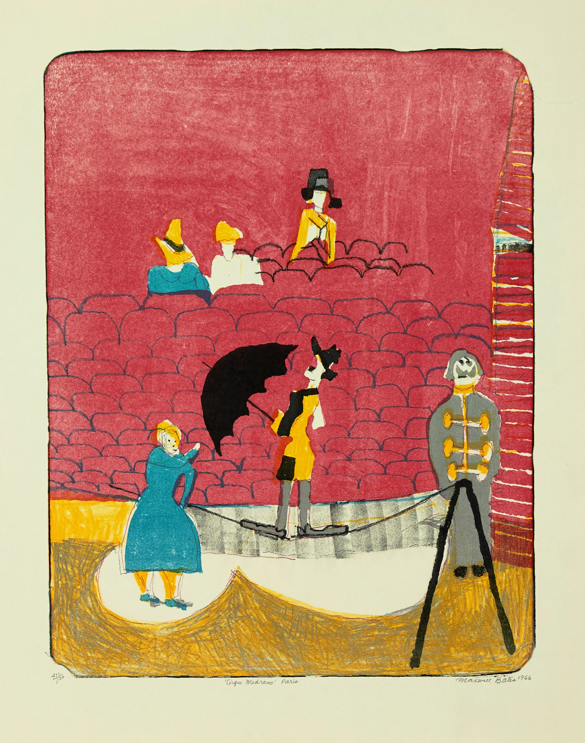 Maxwell Bennett Bates, Cirque Medrano, Paris, colour lithograph, 1966