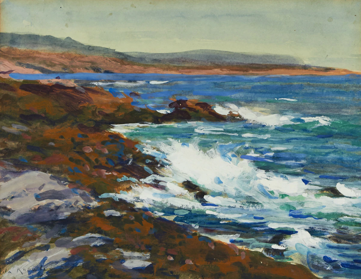 Lila Caroline McGillivray Knowles, Crashing Waves, oil and watercolour on paper