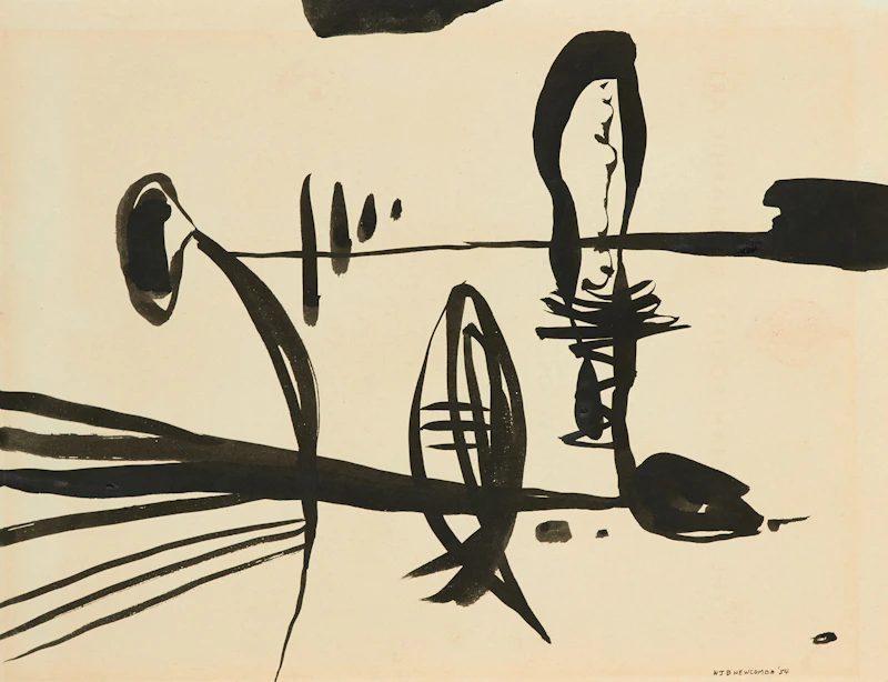 William John Bertram Newcombe, Three Abstracts, India inks, 1954 - view 2