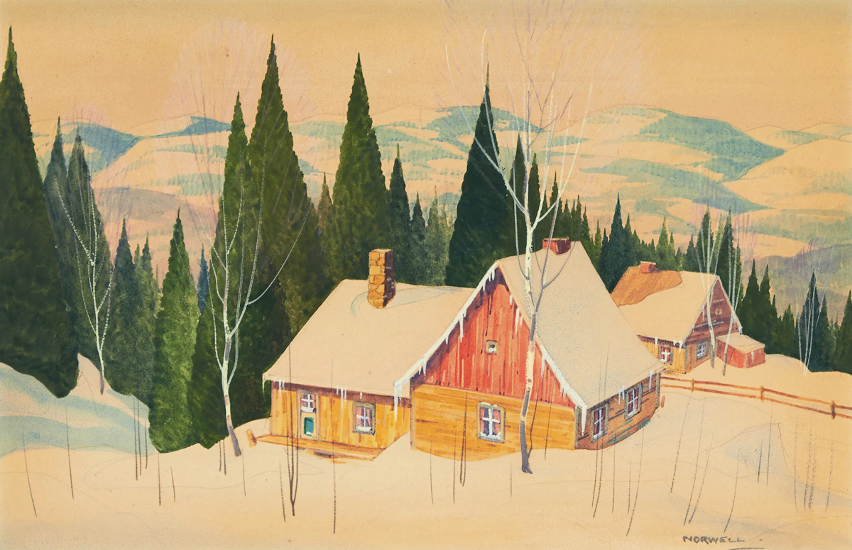 Graham Noble Norwell, Cottage in Winter, watercolour