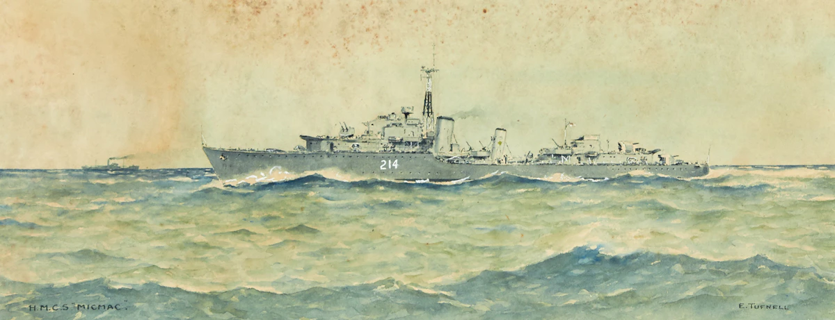 Commander Eric Erskine Campbell Tufnell, H.M.C.S. Micmac, watercolour