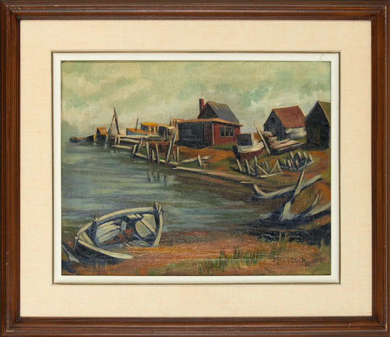 Maurice Hall Haycock, Fish Huts, Port Maitland, Nova Scotia, oil on canvas - view 2