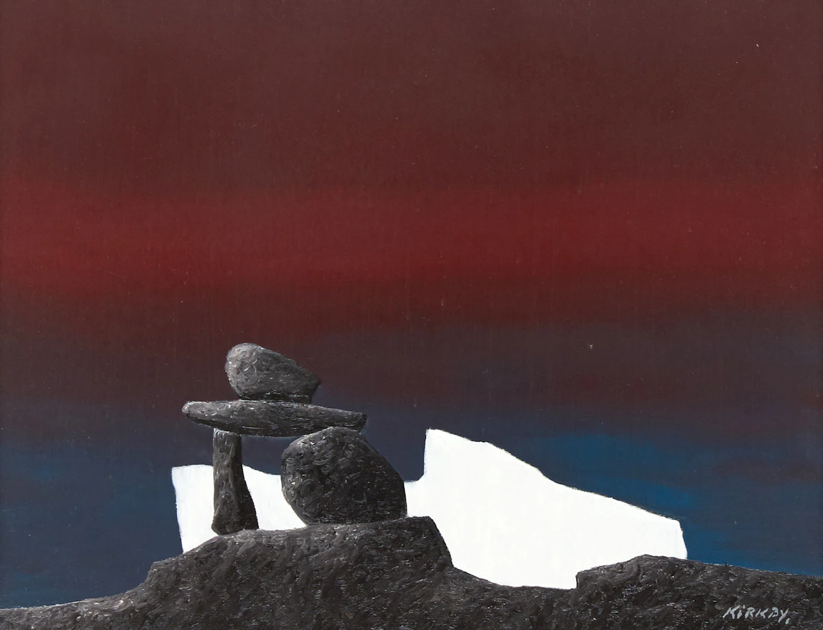 Ken Kirkby, Inukshuk, oil on board